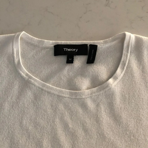 Theory Briselle Prosecco Sleeveless Crew Neck Asymetrical Knit Top White Sz M - Picture 5 of 12